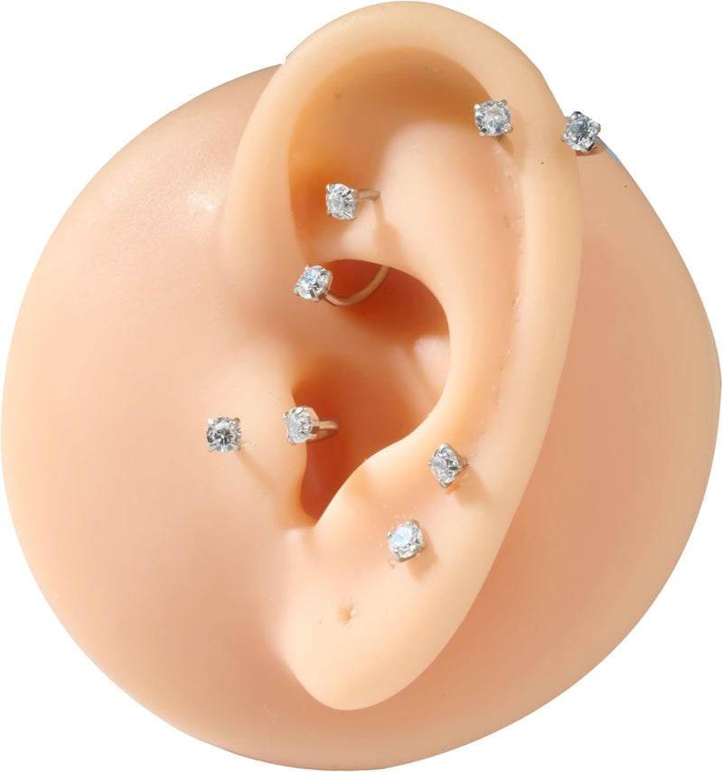 QWALIT Titanium Flat Back Helix Cartilage Earring Horseshoe Nose Ring Piercing Taper Threadless Jewelry Changing Tool Internal Threaded Piercing Taper Insertion Threader Tool Labret Jewelry Lip Studs - Image 5